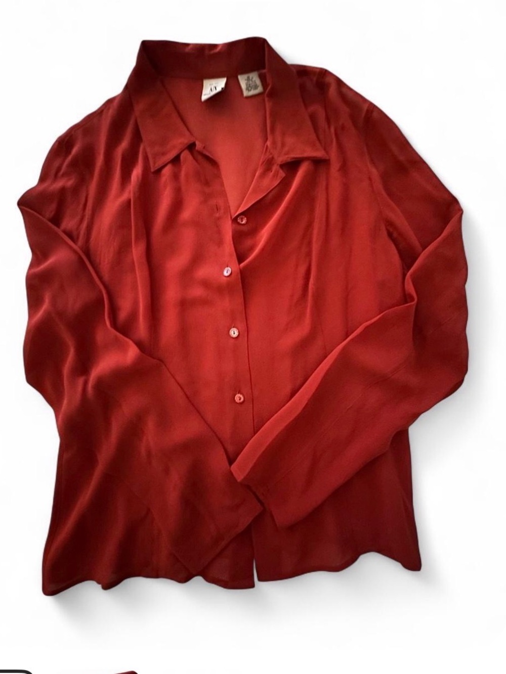 A/X Armani Exchange Rust Red Button-Down silk Blouse